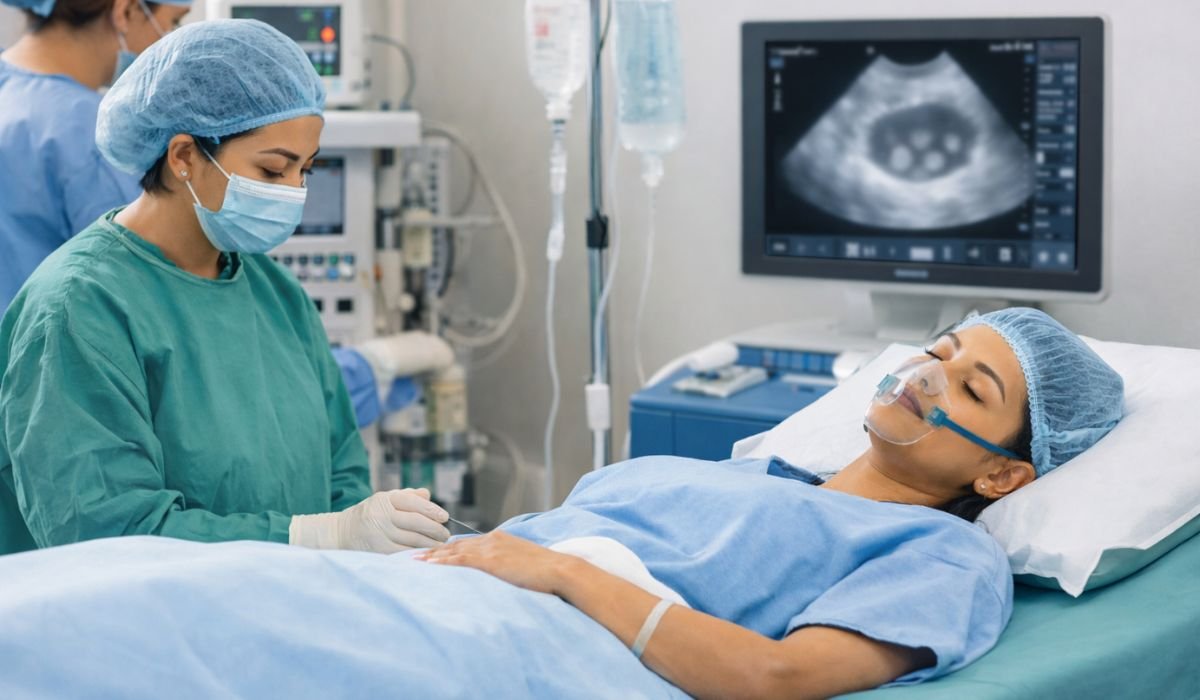 IVF egg retrieval procedure performed under sedation