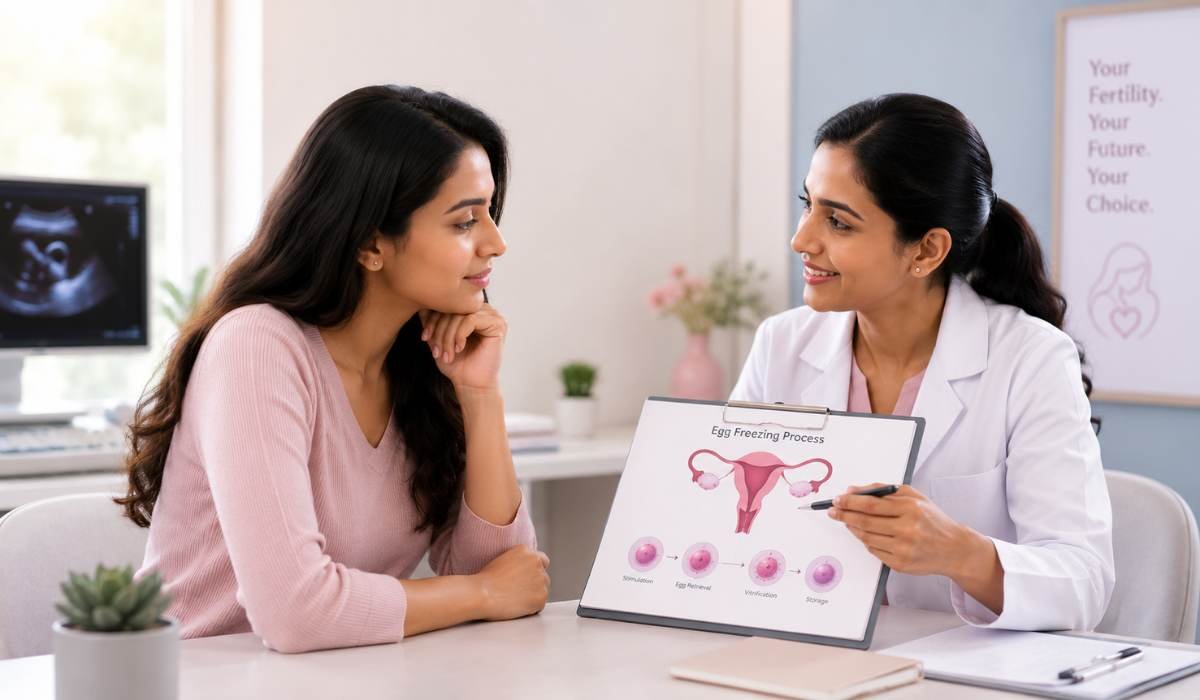 Egg freezing consultation with a fertility specialist in a modern IVF clinic in India